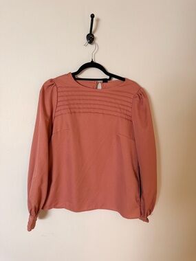 Women's Pintuck Yoke Long-Sleeve Blouse - Dusty Rose